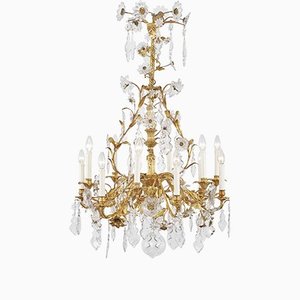 Antique French Golden Chandelier With Crystals
