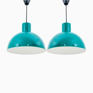 Turquoise Pendant Lamps, Denmark, 1960s, Set of 2