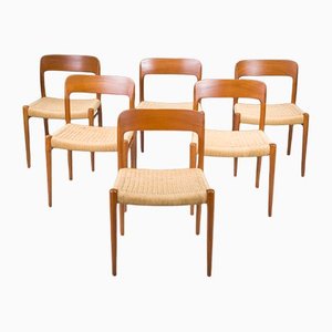Danish Model 75 Dining Chairs by Niels Otto Møller for J.L. Møllers, 1960s, Set of 6