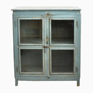 Vintage Blue Glass Fronted Cupboard