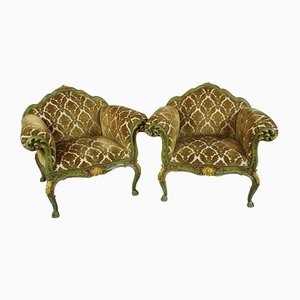 Venetian Painted and Carved Wooden Armchairs, 1900s