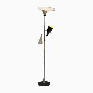 Lampadaire Space Age Mid-Century Jaune et Noir, Italie, 1950s