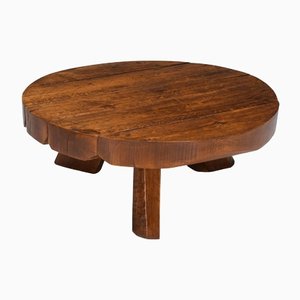 Table Basse Ronde Wabi-Sabi en Bois, 1950s