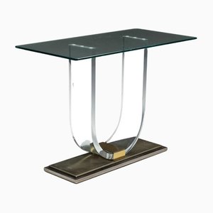 Hollywood Regency Acrylic Glass & Brass Console Table from Belgo Chrome