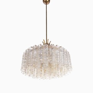 Gold Flaked Murano Glass Tube Chandelier from Doria, Germany, 1960s