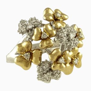 18 KT Rose & White Gold Diamond Flower Ring