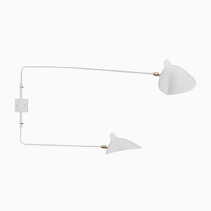 Mid-Century Modern White Wall Lamp with 2 Rotating Straight Arms by Serge Mouille