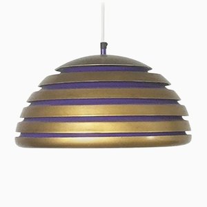 Scandinavian Copper & Purple Metal Hanging Lamp, Sweden, 1960s