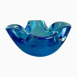 Cuenco o cenicero de cristal de Murano azul claro, años 70