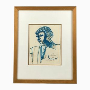 Charles Lapicque, Etude pour Apollon, 1964, Crayon Noir et Marqueur Bleu