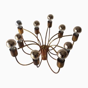 Brass Chandelier with 10 Arc Shaped Arms from Cosack Leuchten, Germany, 1970s
