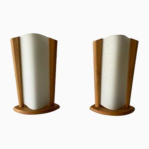 Plastic, Paper and Wood Frame Table Lamps from Domus, Italy, 1980s, Set of 2