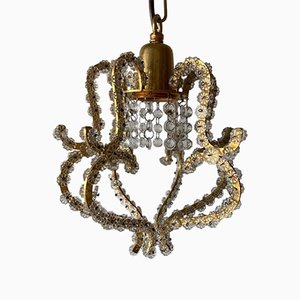 Brass & Glass Flower Bead Ceiling Lamp by Emil Stejnar for Rupert Nikoll, 1950s