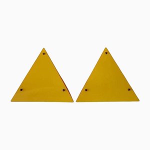 Lámparas de mesa o pared con prismas triangulares en amarillo y naranja de Ikea, años 80. Juego de 2