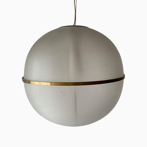 Italian Acrylic Glass and Gold Metal Ball Ceiling Lamp, Italy, 1970s