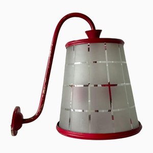 Rote Wandlampe aus rotem Metall & Glas, Italien, 1970er