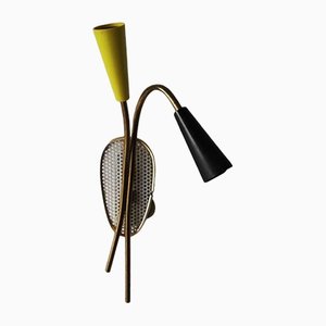 Black and Yellow Sputnik Wall Lamp from Quelle, Germany, 1950s