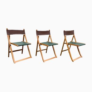 Wooden Folding Chairs by Foppapedretti, Italy, 1980s, Set of 3