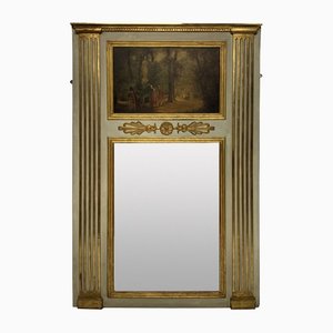 French Painted & Gilded Trumeau Mirror