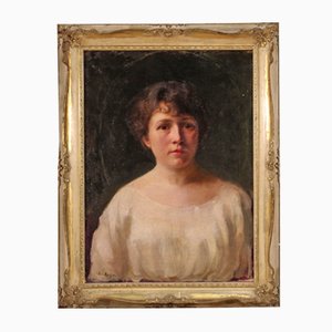 Portrait de Dame, 19ème Siècle, Huile sur Toile, Encadrée