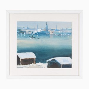 Bertel Nordström, Stockholm, Gouache on Paper, Framed