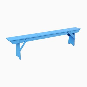 Blue Painted Wooden Bench