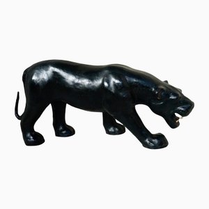 Large Leather Panther Foot Stool from Liberty London