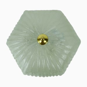 Plafoniere Ice Textured Glass 6-Square Ceiling Lamp from Honsel Lights, 1970s
