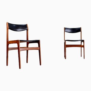 Teak & Leather Dining Chairs by Erik Buch, 1960s, Set of 2