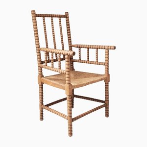 20th Century Dutch Bobbin Chair with Rush Seat