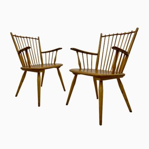 Cherry Wood Armchairs by Albert Haberer, 1950s, Set of 2