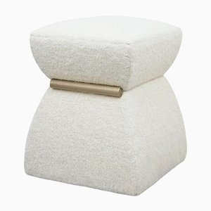 Cusi Pouf with Handle in White Mohair from KABINET