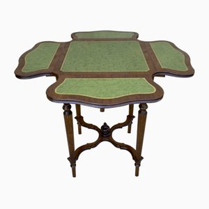Mid-Century Walnuss Spieltisch aus Leder