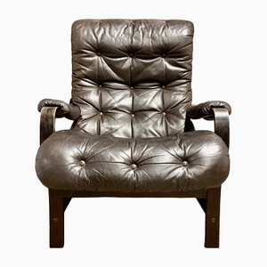 Scandinavian Leather Lounge Chair, 1960s
