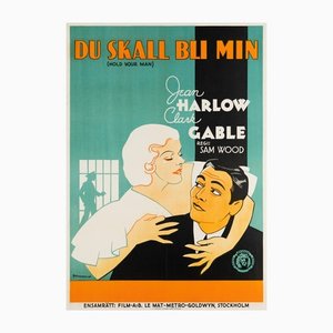 Póster de película Hold Your Man original vintage de Eric Rohman, sueco, 1933