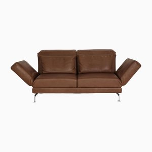 Brühl Moule Brown Leather Two-Seater Couch with Relaxation Function