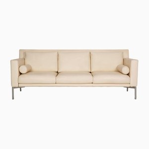 Cream Leather Three Seater Couch from Walter Knoll