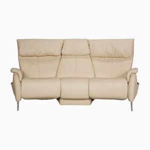 Cremefarbenes Mondo Leder Drei-Sitzer Sofa mit Entspannungsfunktion von Himolla