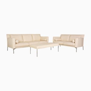 Cream Jason Leather Sofa Set from Walter Knoll / Wilhelm Knoll, Set of 3
