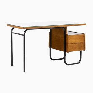 Oak and Metal Desk by Robert Charroy for Mobilor, 1955