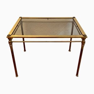 Golden Coffee Table with Shelf Made of Smoked Glass, 1970s
