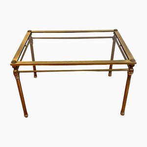 Golden Coffee Table with Shelf Made of Smoked Glass, 1970s