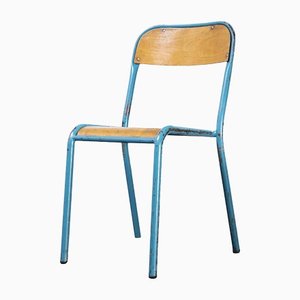 French Light Blue Stacking Chairs from Mullca, 1970s, Set of 20