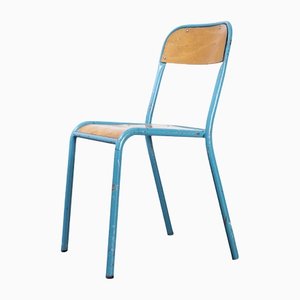 French Light Blue Stacking Chairs from Mullca, 1970s, Set of 6