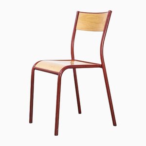 French Red Model 510 Stacking Dining Chairs from Mullca, 1970s, Set of 4
