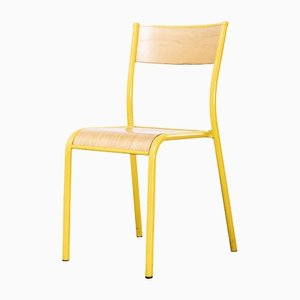 French Yellow 510 Stacking Dining Chair from Mullca, 1970s