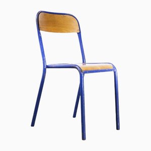 French Deep Blue Stacking Chairs from Mullca, 1970s, Set of 6