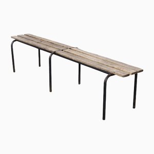 French Long Slatted Bench from Mullca, 1940s