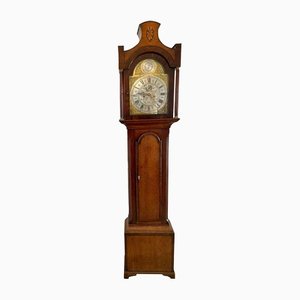 Reloj de caja alta George III antiguo de latón y roble