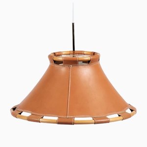 Scandinavian Modern Leather Pendant Lamp by Anna Ahrens for Ateljé, 1970s